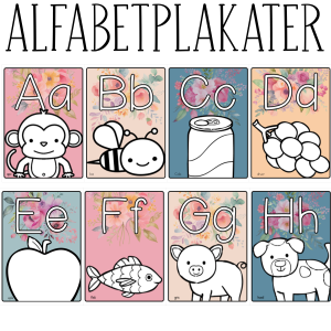 Alfabetplakater med blomster